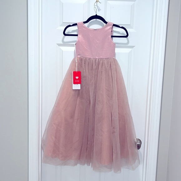 NWT Flower Girl Dress SIZE 4 5 Dusty Rose wedding party JJ’s House Heart cut out - Picture 6 of 13